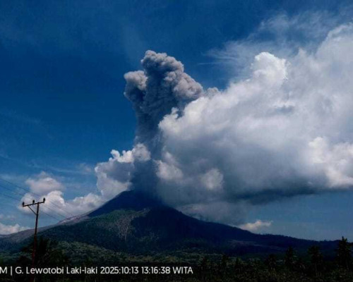 Gunung Lewotobi Erupsi Tanpa Henti, Kolom Abu Capai 3.000 Meter